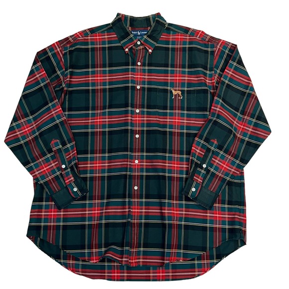 Polo Ralph Lauren Other - Polo Ralph Lauren Red Green Tartan Plaid Button Down Shirt Dog Boxer Logo